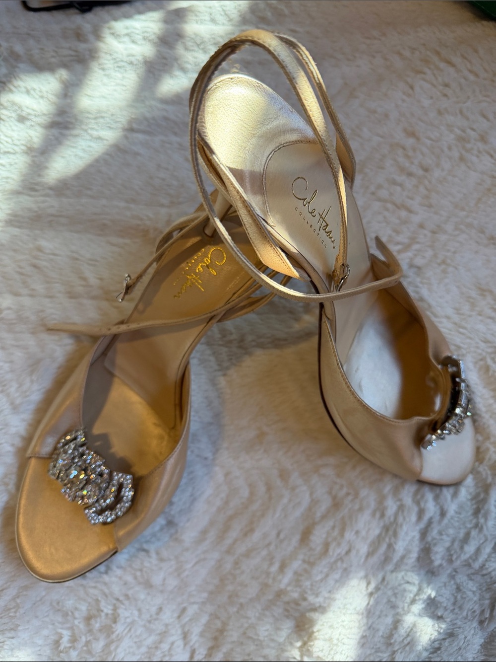 Cole Haan Metallic Gold Sandals with Crystal Accent - Picture 7 of 7